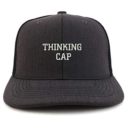 Trendy Apparel Shop Thinking Cap Washed Two Tone Trucker Baseball Cap - color: Dark Heather Black