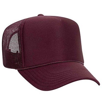OTTO Wholesale 12 x Polyester Foam Front 5 Panel High Crown Mesh Back Trucker Hat - (12 Pcs) - color: Maroon