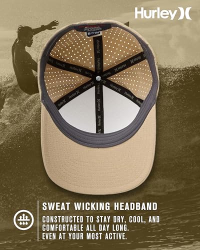 Hurley Men's Baseball Cap - Sweat-Wicking Fitted Baseball Hats for Men (S-XL) - color: Khaki/Black, size: Small-Medium
