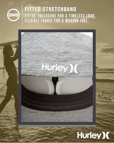 Hurley Mens Baseball Cap, H2O-Dri Stretch Fitted Hat with Curved Bill - color: Dark Smoke Grey, size: Small-Medium
