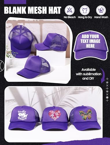 Tarpop 10 Pcs Sublimation Blank Trucker Hats Bulk - color: Purple