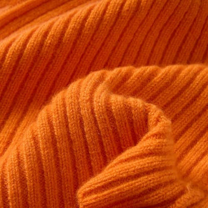 100% Merino Wool Fisherman Beanie Hat, Unisex Warm Winter Hats, Soft Breathable Knitted Short Cuffed Cap - color: Orange
