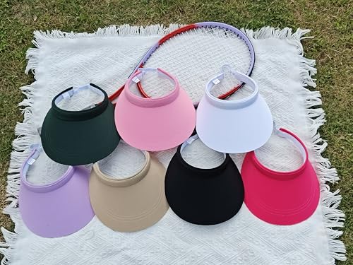 2 Pack Sun Visors Women Wide Brim Clip on Summer Hats Adjustable UV Protection - color: White,pink