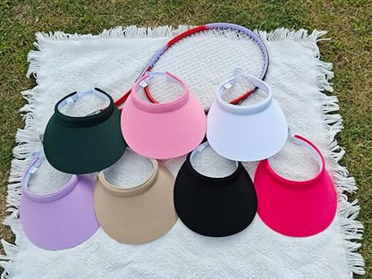 2 Pack Sun Visors Women Wide Brim Clip on Summer Hats Adjustable UV Protection - color: White,pink