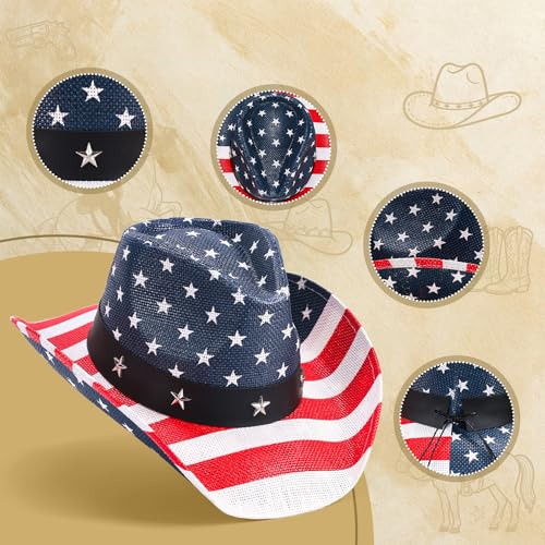 Straw Cowboy Hat for Men and Women Cowgirl Cowboys Cowgirls Woven Crease for Western Gift Gifts - color: White Blue Hat