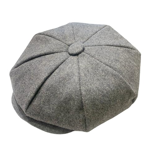 Oversized Men's Super Big 100% Wool 8 Panel Applejack Newsboy Cabbie Gatsby 20 Generation Hats (Not a Regular Apple hat) - color: Solid Charcoal