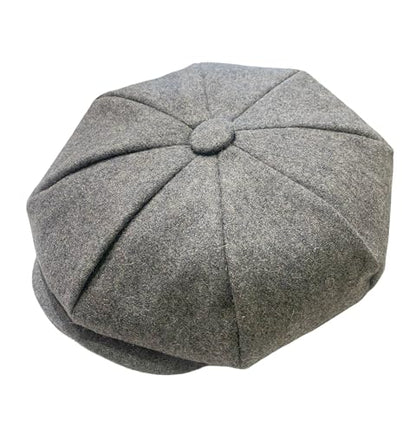 Oversized Men's Super Big 100% Wool 8 Panel Applejack Newsboy Cabbie Gatsby 20 Generation Hats (Not a Regular Apple hat) - color: Solid Charcoal