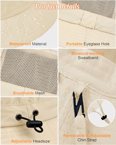 Womens Sun Hat Outdoor UV Protection Foldable Packable Bucket Hat with Detachable Neck Flap Beach Fishing Hiking - color: Beige