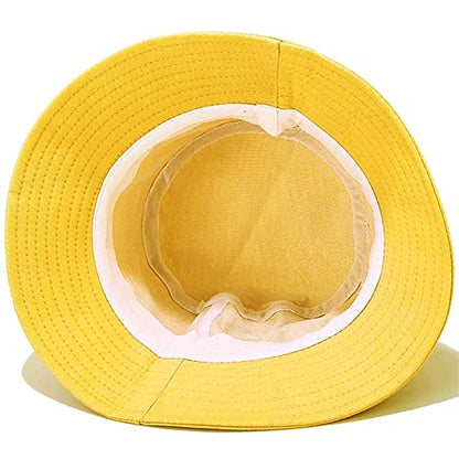 XYIYI Fashion Embroidery Bucket Hat Cotton Beach Fisherman Hats for Women Girls - color: Little Dinosaur Yellow
