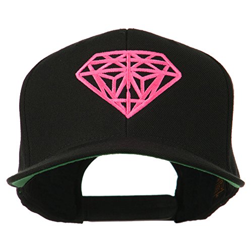 e4Hats.com Pink Diamond Outline Embroidered Snapback Cap - color: Black