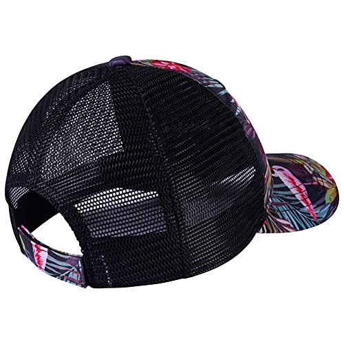 BASSDASH Altimate Fishing Hat Mesh Back for Men Women Adjustable Baseball Trucker Cap - color: Black/Flamingo