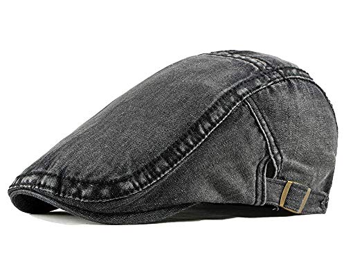 2 Pack Mens Denim Cotton Newsboy Cap Ivy Gatsby Driving Hunting Cabbie Hats - color: 2 Pack-c