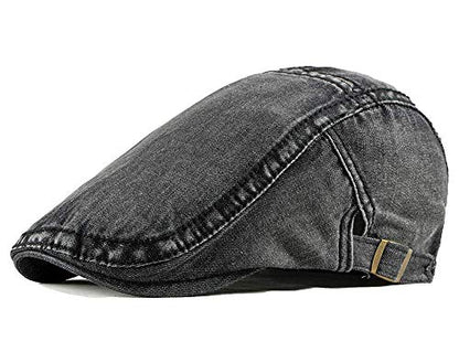 2 Pack Mens Denim Cotton Newsboy Cap Ivy Gatsby Driving Hunting Cabbie Hats - color: 2 Pack-c