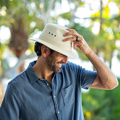 Panama Jack Men's Original Canvas Safari Sun Hat, UPF 50+ Sun Protection Cap, 2.5" Brim - color: Natural, size: Large