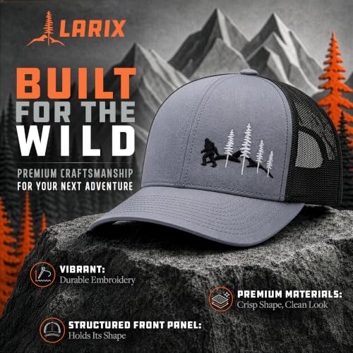 LARIX Trucker Hat Men - Snapback Cap with Breatheable Mesh Back, Hats for men, Mens Hat, Mens Trucker Hats - color: Heather Gray Black (Wb)