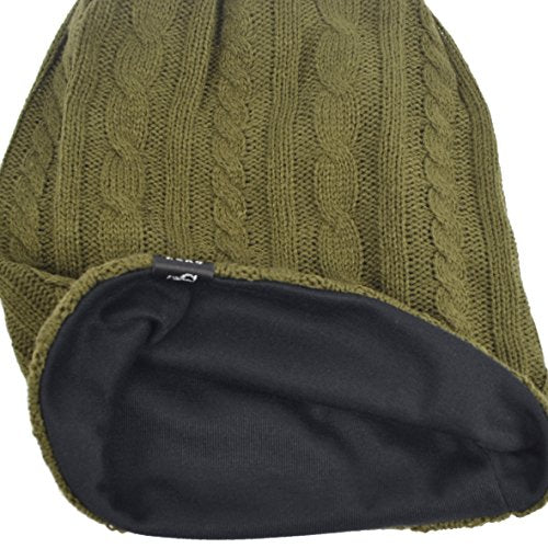 VECRY Men's Slouch Beanie Skull Cap Long Baggy Hip-Hop Winter Summer Hat - color: Cable-green