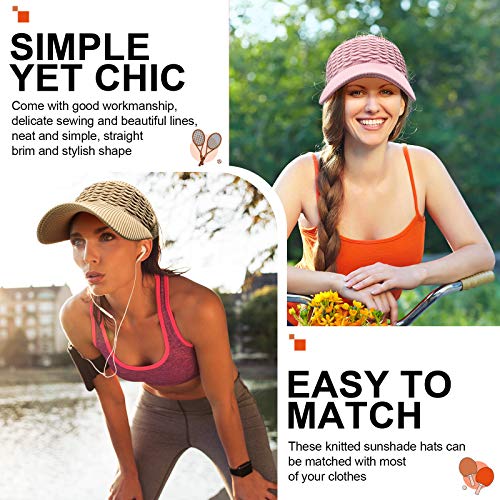 Syhood 3 Pcs Women Sun Visor Hat - color: Pink, White, Light Brown