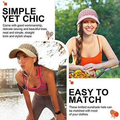 Syhood 3 Pcs Women Sun Visor Hat - color: Pink, White, Light Brown