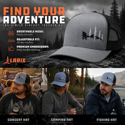 LARIX Trucker Hat Men - Snapback Cap with Breatheable Mesh Back, Hats for men, Mens Hat, Mens Trucker Hats - color: Heather Gray Black (Wb)