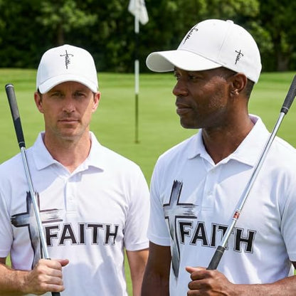 Christian Faith Cross Hats, Embroidered Baseball Caps for Men & Women - color: White