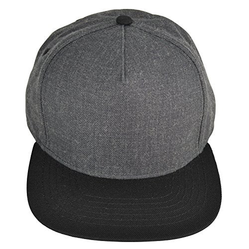 DALIX Premium Wool Blend Hat Flat Bill Cap Snapback Black Dark Gray Maroon Light - color: Dark Gray/Black