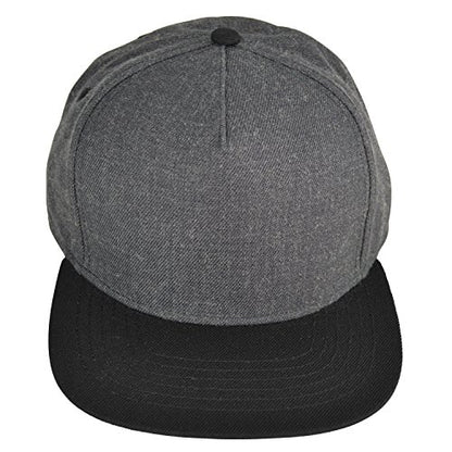 DALIX Premium Wool Blend Hat Flat Bill Cap Snapback Black Dark Gray Maroon Light - color: Dark Gray/Black