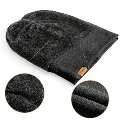 Beanie for Men Winter Thermal Cuffed Knit Hat Warm Gifts Womens Beanies - color: Black