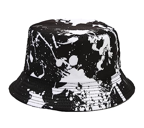 Quanhaigou Bucket Hats Unisex Summer Travel Beach Fisherman Cap for Men Women Teens - color: Black White Graffiti