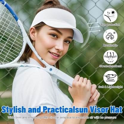 Sukeen Cooling Stretchy Sun Visor for Women Men UV Protection Cooling Hat - color: White