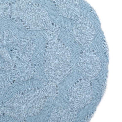 ZLYC Women French Beret Hat Reversible Solid Color Knit Warm Artist Cap - color: Cable Pattern Light Blue