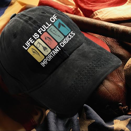 Fishing Adjustable Cotton Baseball Cap, Funny Trucker Hat Gift for Men Women Grandpa Dad Fishing Lover Fisherman - color: K