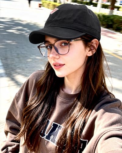 CLAPE Soft Brim Dad Hat, Classic Baseball Cap with Short Bill Cotton Camp Hat Trucker Cap for Sun Protection, Adult Chill Cap - color: Bb5-black