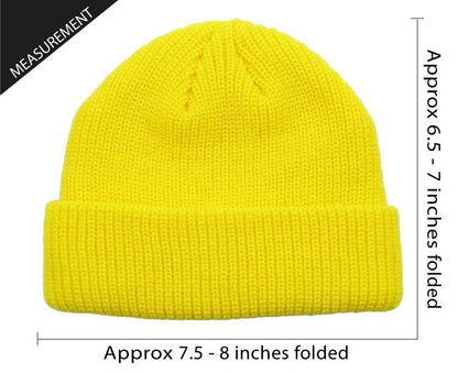 Fisherman Short Beanie Leon Roll up Trawler Classic Skullcap Hipster Beanie Warm Winter Hats Acrylic Ribbed Knit Cuff Daily - color: 5. Yellow Fisherman Beanie