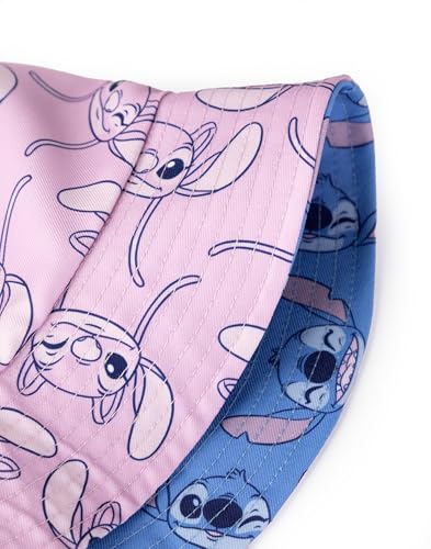 Disney Lilo & Stitch Girls Reversible Hat | Blue Stitch & Pink Angel | Soft Kids’ Sun Hat