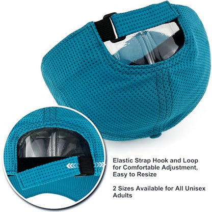 Long Brim Golf/Running Hat Full Mesh Baseball Cap Breathable - color: Lake-blue, size: One Size
