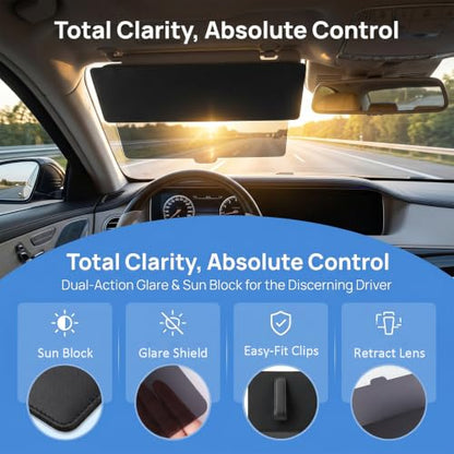 Car Sun Visor Extender, Polarized Anti Glare Sun Blocker with PC Lens