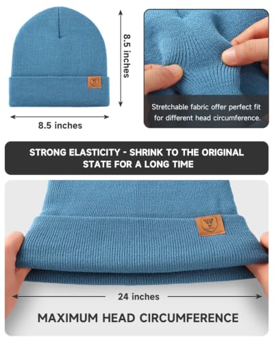 OZERO Mens Winter Hat, Fleece Lined Cuffed Beanie for Men and Women - color: Light Blue