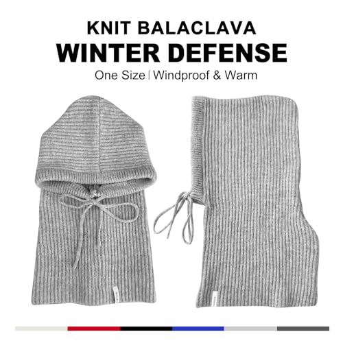 Stilldawn Hooded Scarf Beanie for Women&Men,Balaclava Winter Hat,Knit Skull Cap Neck Gaiter,Warm Premium Polyester Scarf Hat - color: Light Grey