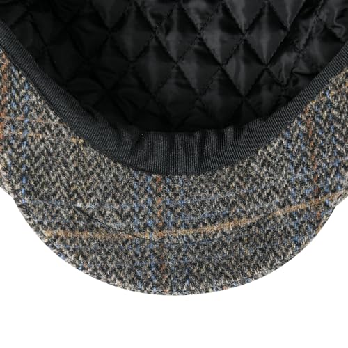 FEINION Men 8 Panel Herringbone Wool Newsboy Cap - color: Plaid Khaki, size: 7 1/2