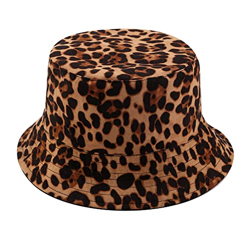 Umeepar Unisex Reversible Packable Bucket Hat Sun Hat for Men Women - color: Leopard Print Brown