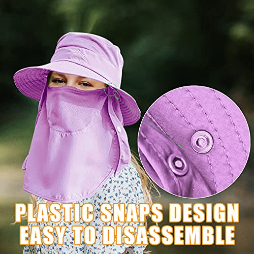 Fishing Hat for Men & Women, Sun Protection Hat with Face Cover & Neck Flap - color: Purple