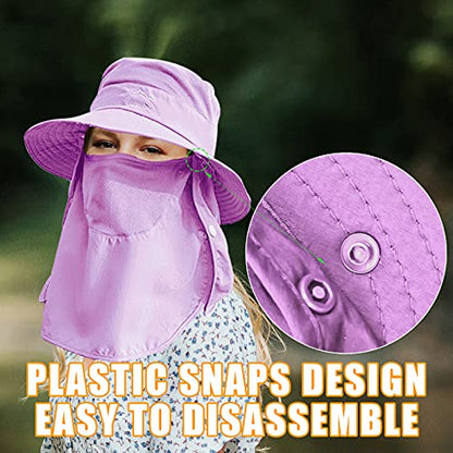 Fishing Hat for Men & Women, Sun Protection Hat with Face Cover & Neck Flap - color: Purple