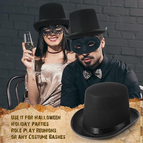 Black Tall Felt Top Hat Halloween Party Hat - style: Classic Style