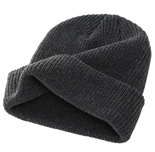 Connectyle Classic Double Layer Knit Beanie Hat Warm Thick Acrylic Winter Hats Daily Cuffed Beanies Watch Hat for Men Women - color: Charcoal Grey