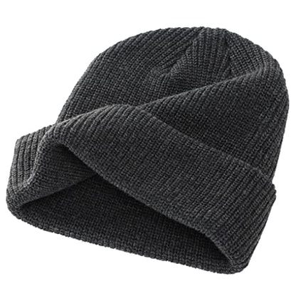 Connectyle Classic Double Layer Knit Beanie Hat Warm Thick Acrylic Winter Hats Daily Cuffed Beanies Watch Hat for Men Women - color: Charcoal Grey