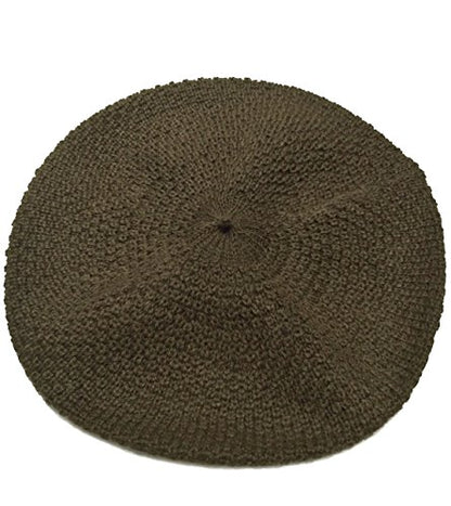 100% Pure Alpaca Knit Beret - Soft Slouchy Style Tam for Women - color: Army Green