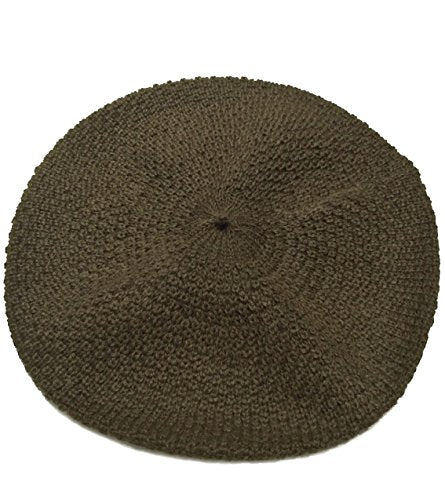 100% Pure Alpaca Knit Beret - Soft Slouchy Style Tam for Women - color: Army Green