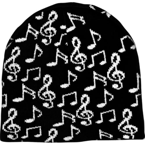 Music Beanies/Assorted Designs, Styles, & Colors - color: Cuffless, style: White Notes