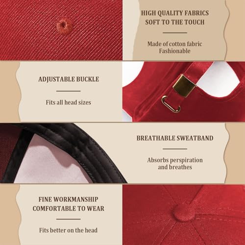 Adjustable Cotton Baseball Cap for Men Women - color: Red