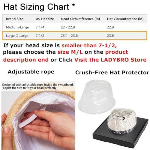 XL Straw Fedora Hats for Men Summer Trilby Beach Travel Panama Casual 7 1/2 - color: Black